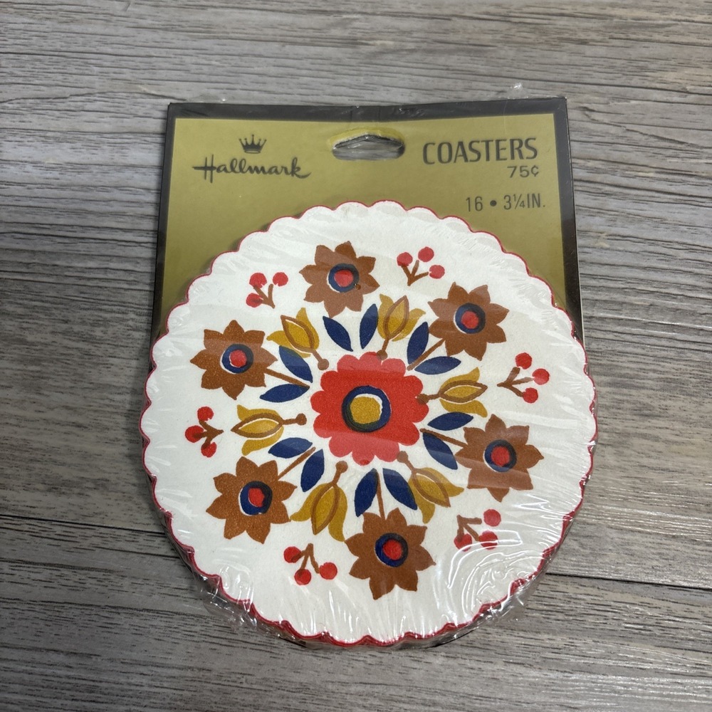 Vintage Hallmark Paper‎ Coasters Thanksgiving Pennsylvania Dutch 16/pack
